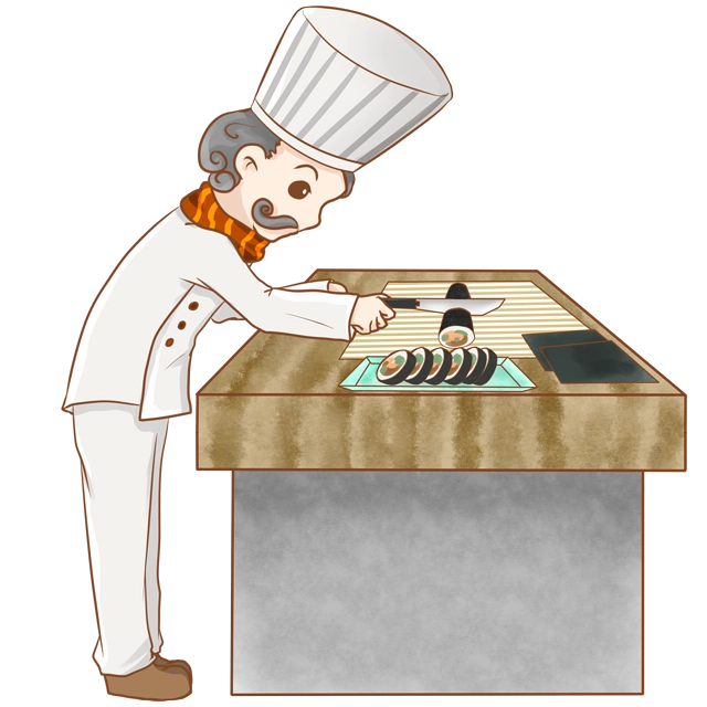 pngtree sushi chef cutting sushi illustration vector png image_17074919